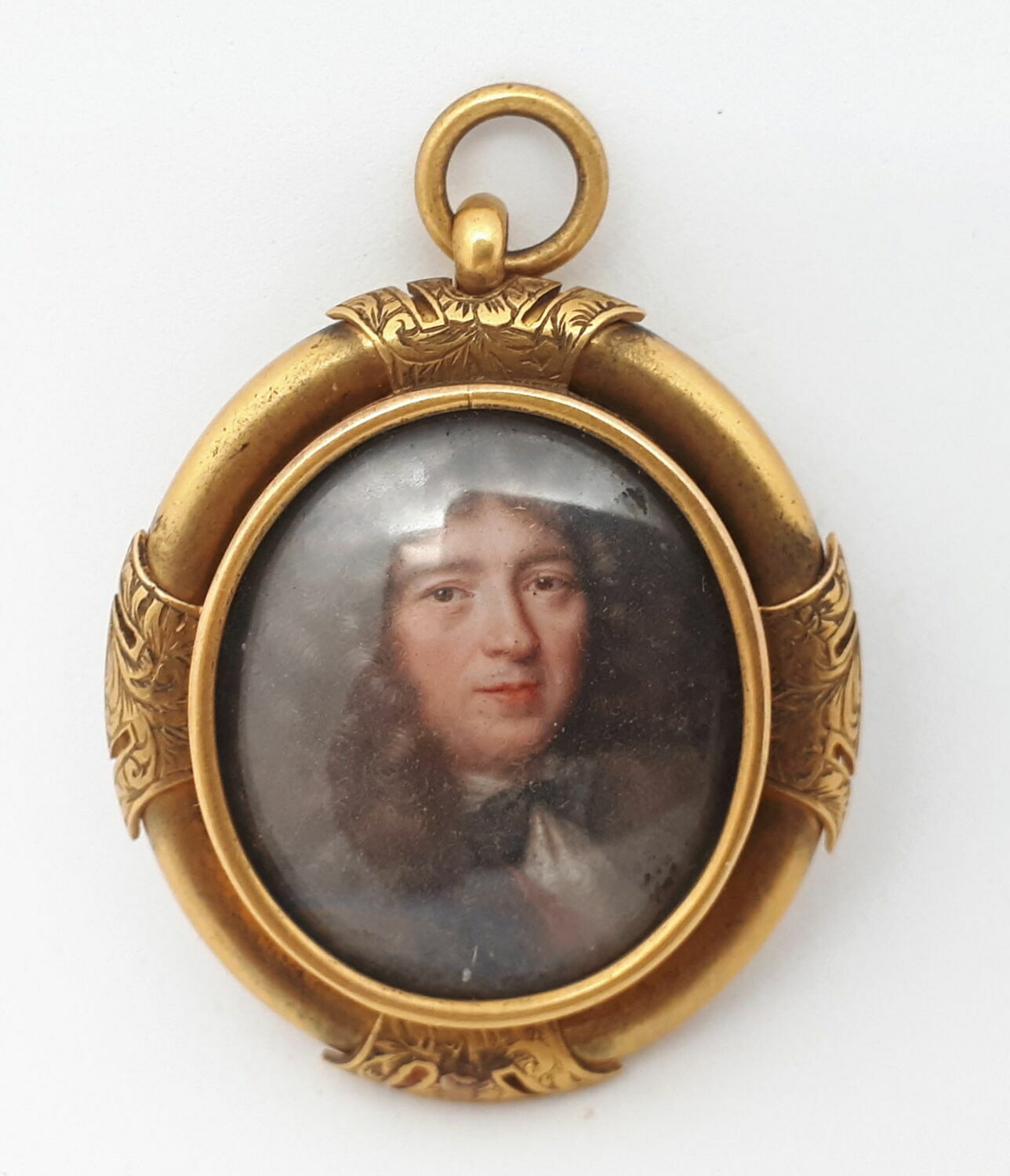 Miniature ovale sur émail dans un cadre en laiton doré : Arnauld de Pomponne, Petitot, Jean I