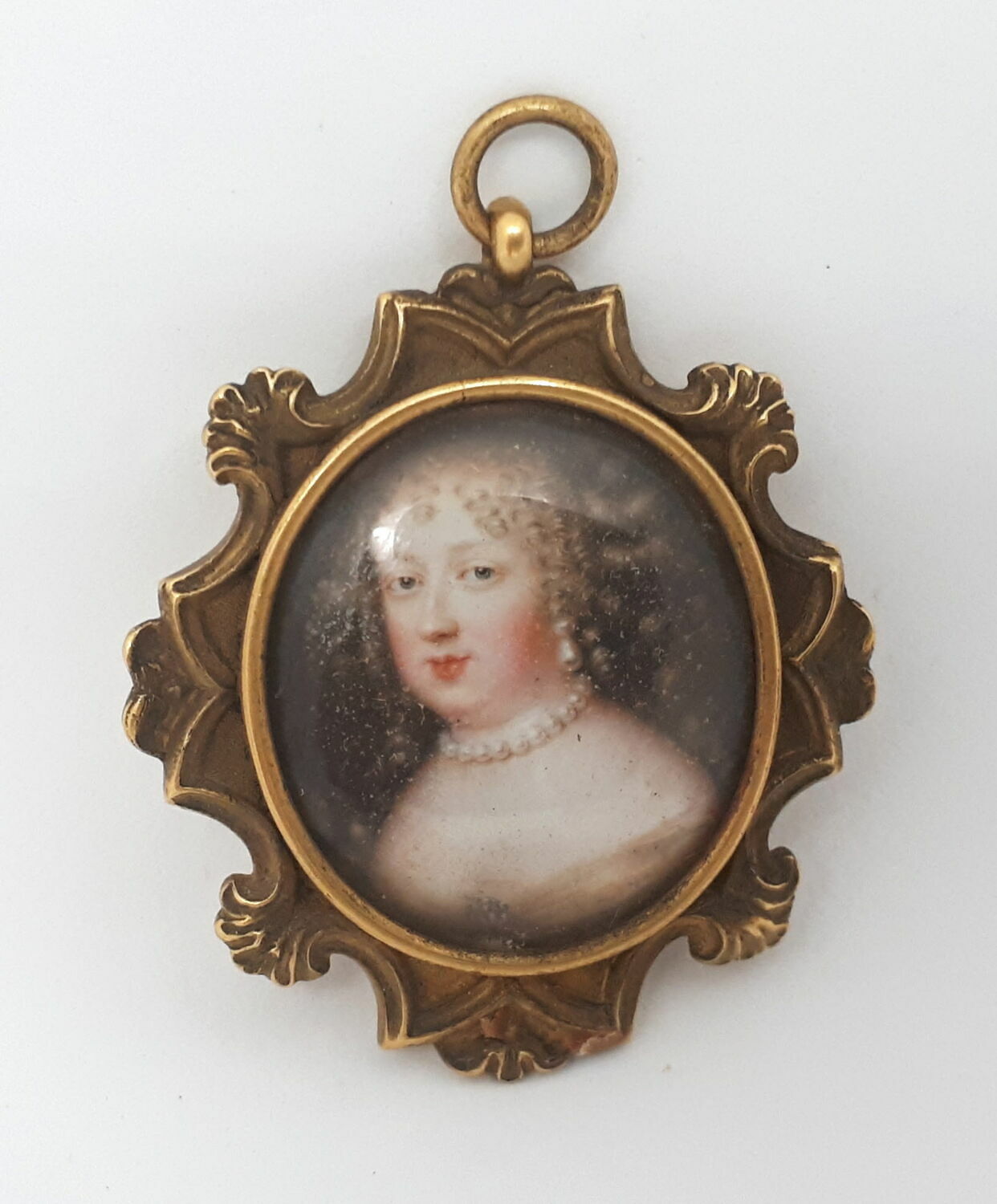 Miniature ovale sur émail dans un cadre en laiton doré : Marie-Thérèse d'Autriche, reine de France, Petitot, Jean I