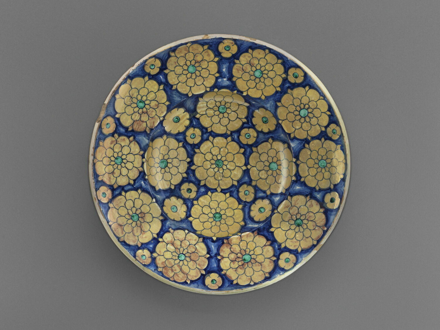 Grand plat rond : décor floral