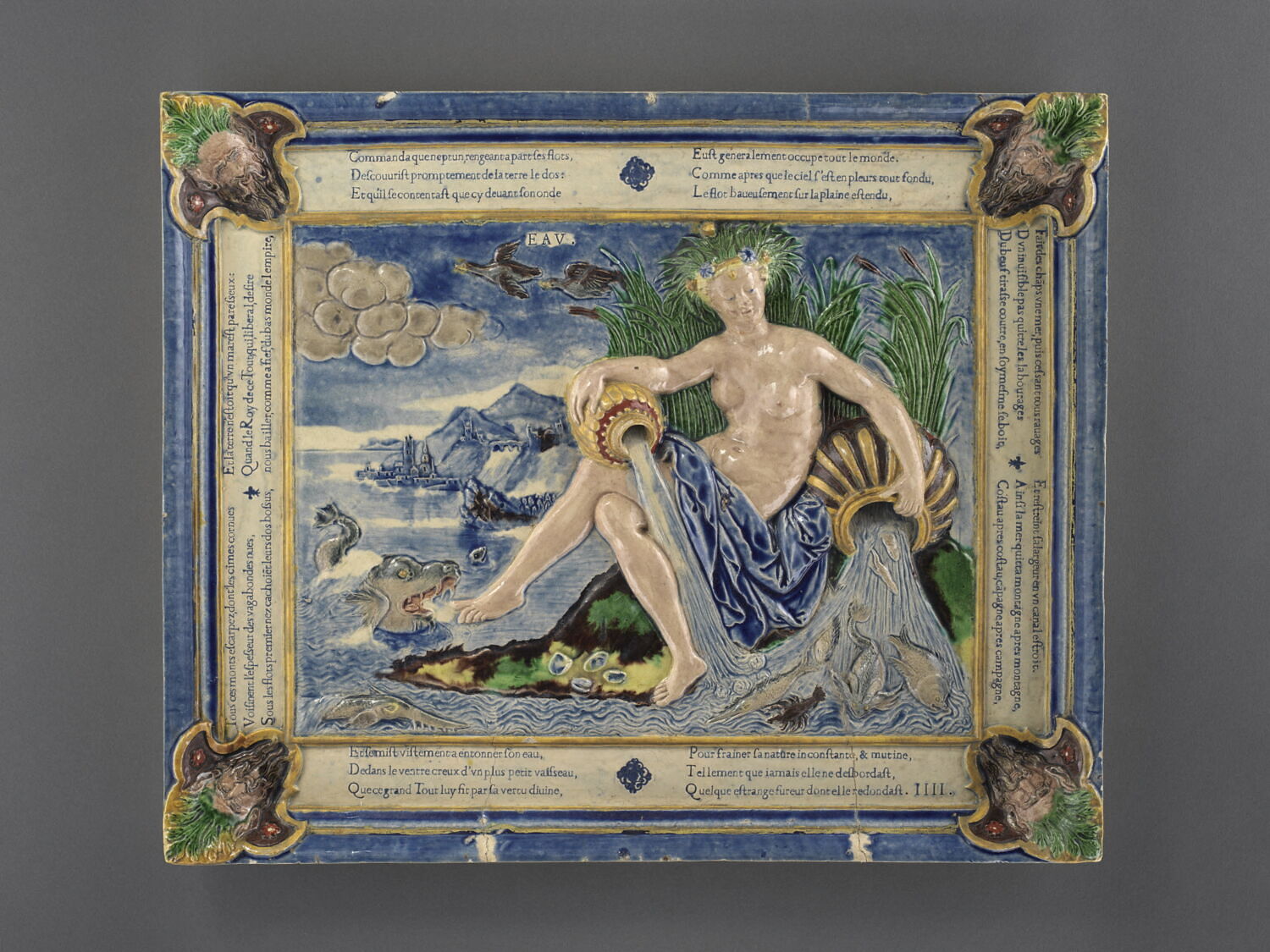 Plaque rectangulaire : Allégorie de l'Eau, Anonyme, époque moderne = Ancien Régime (Occident)

Date de création/fabrication : vers 1600 - 1650 (vers 1595 ?)