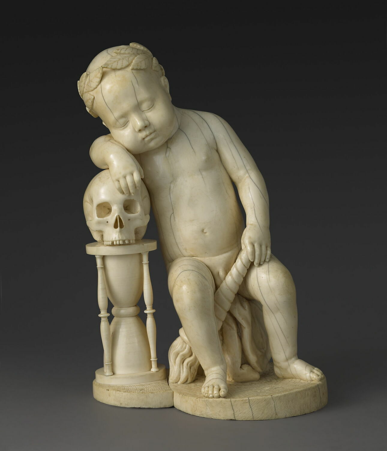 Vanité : Amour endormi sur un crâne et un sablier, Kern, Leonhard, 1600 - 1700