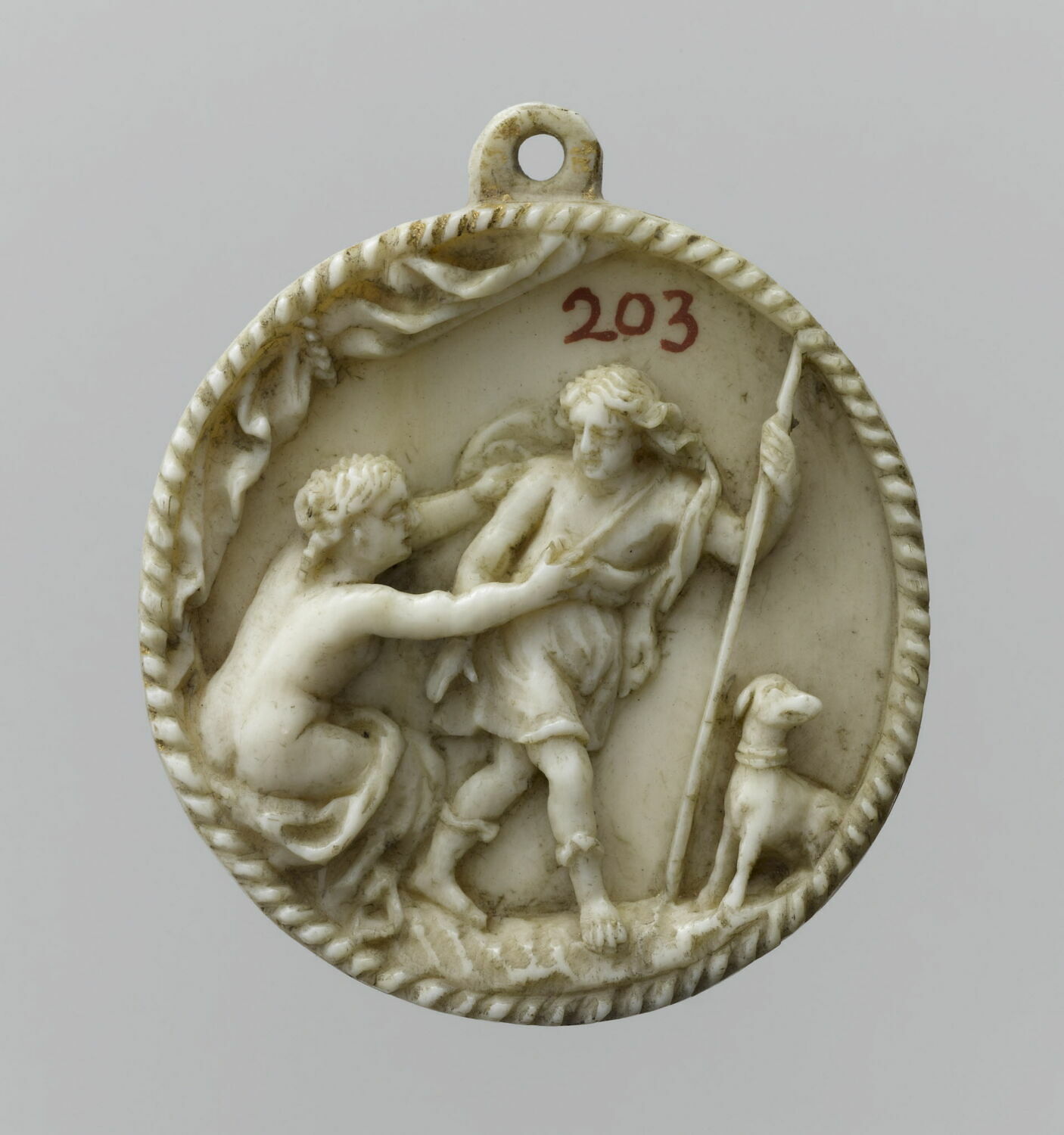 Médaillon rond Vénus et Adonis Louvre Collections