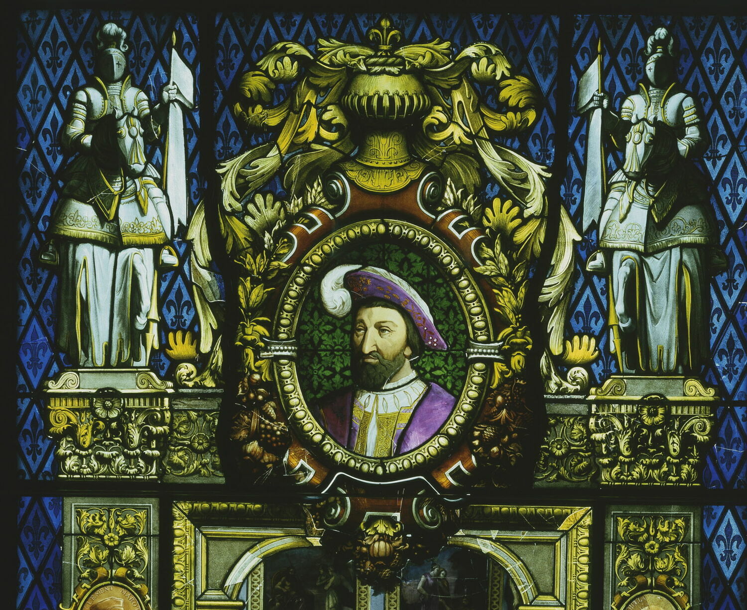 Vitrail illustrant le règne de François Ier
