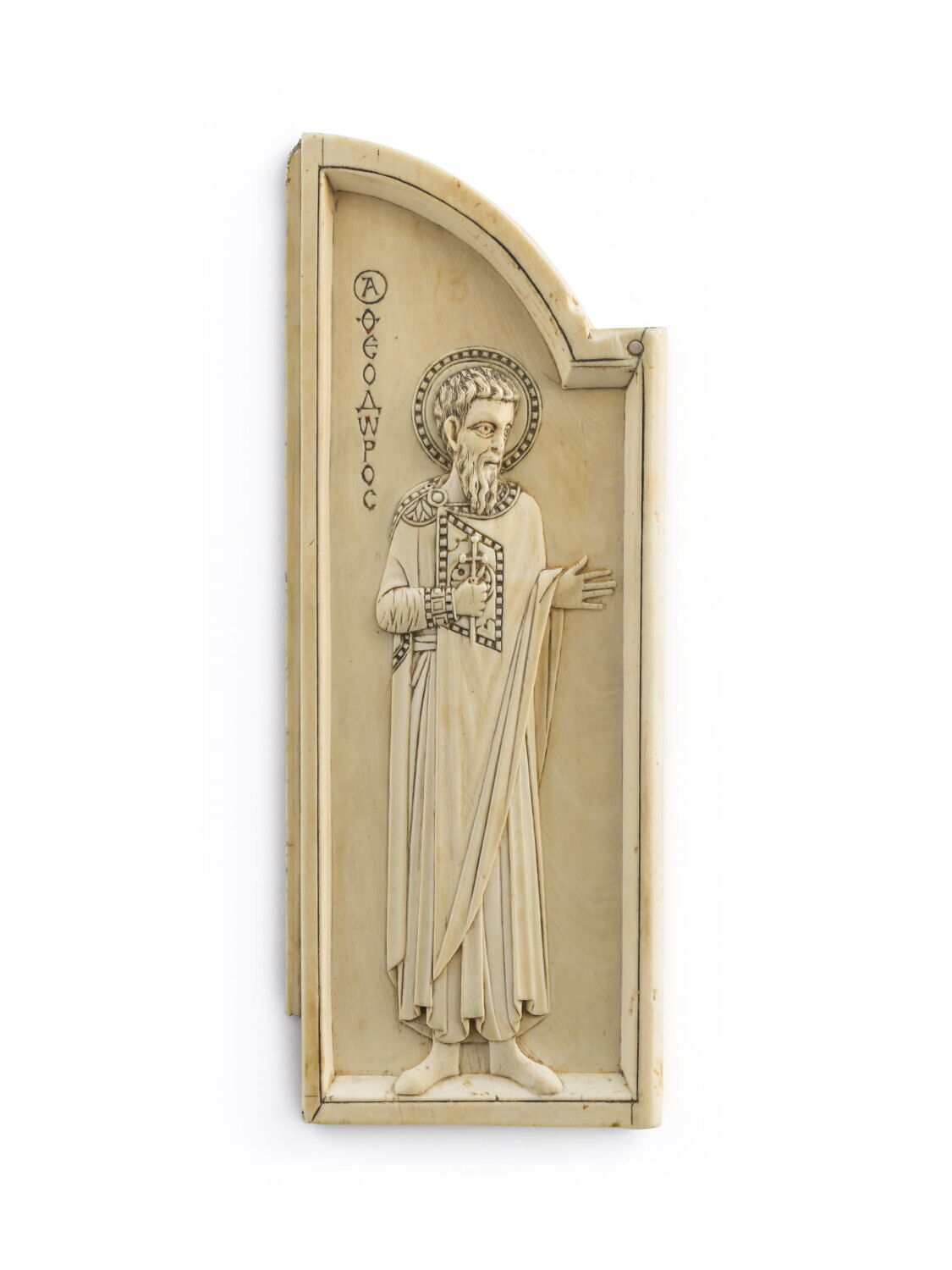 Volet gauche d'un triptyque : saint Théodore, Groupe Romanos, dynastie Macédoniens (867-1057) (Byzance->époque byzantine (457-1453))

Date de création/fabrication : 950 - 1000 (attribution d'après style)