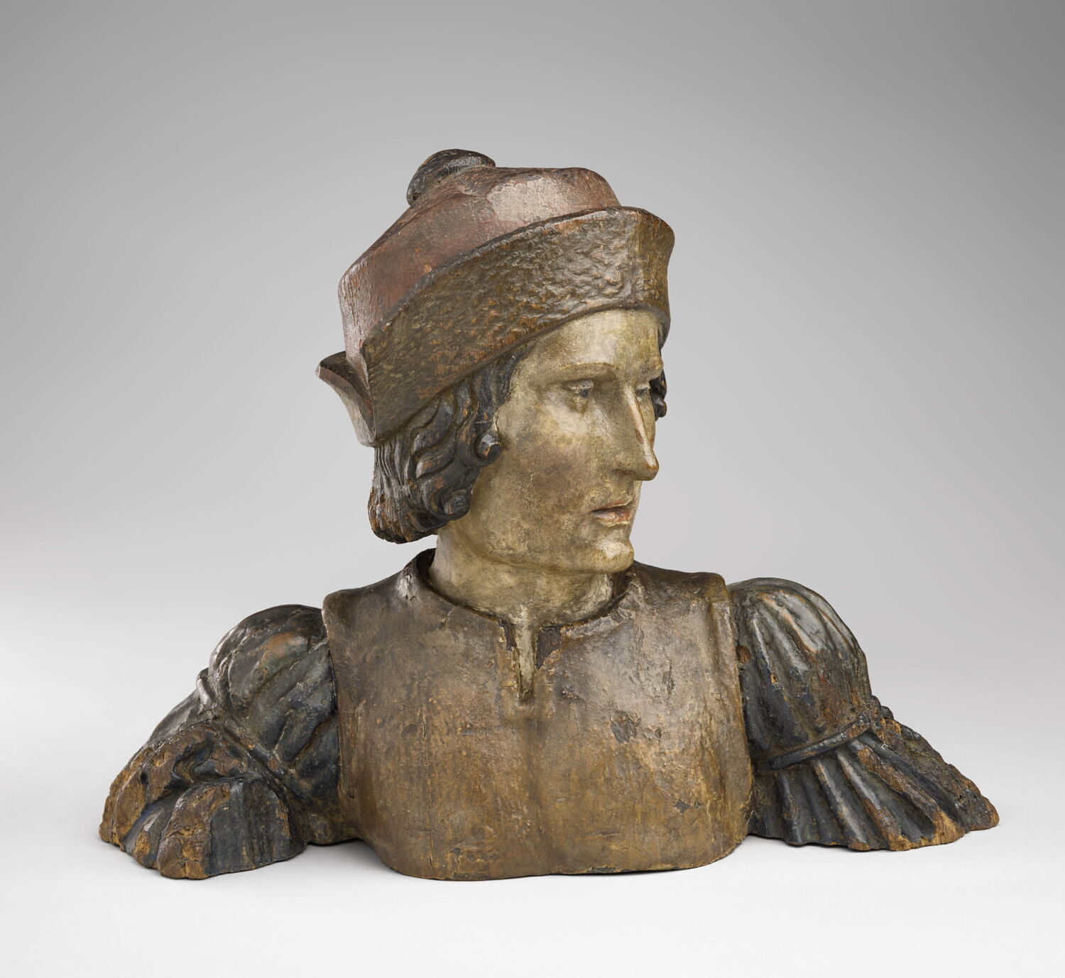 Buste d'homme surmontant une jouée de stalle ou fragment d'une statue en pied : saint Martin ?, Anonyme, Renaissance (Occident)

Date de création/fabrication : 1500 - 1515