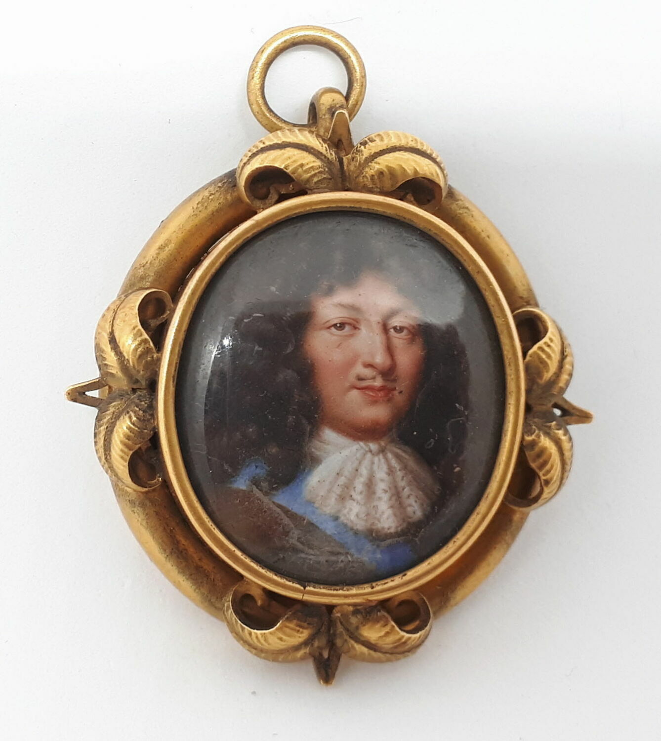 Miniature sur émail dans un cadre en laiton doré : Louis XIV (ou Gaston d'Orléans), Petitot, Jean I, 1700 - 1800