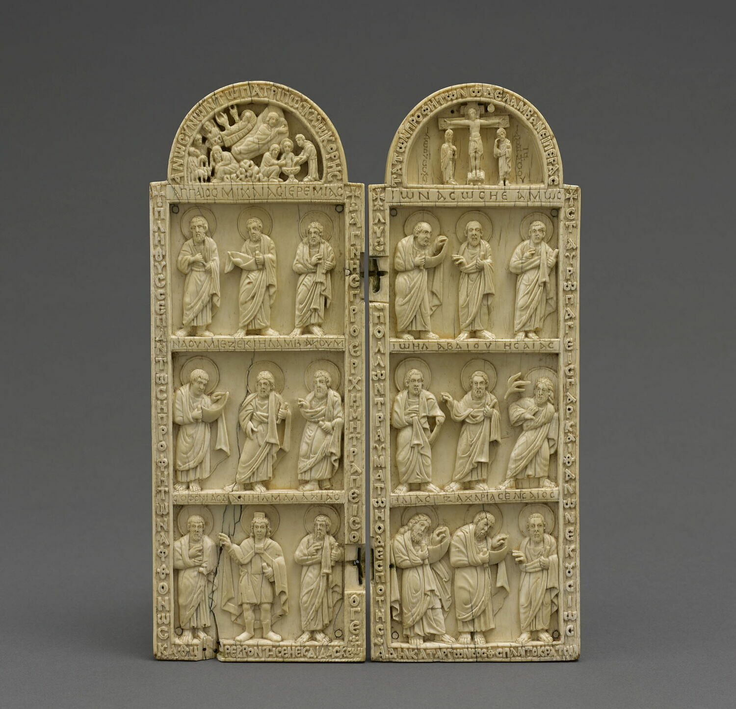 Diptyque : Nativité, Crucifixion et prophètes