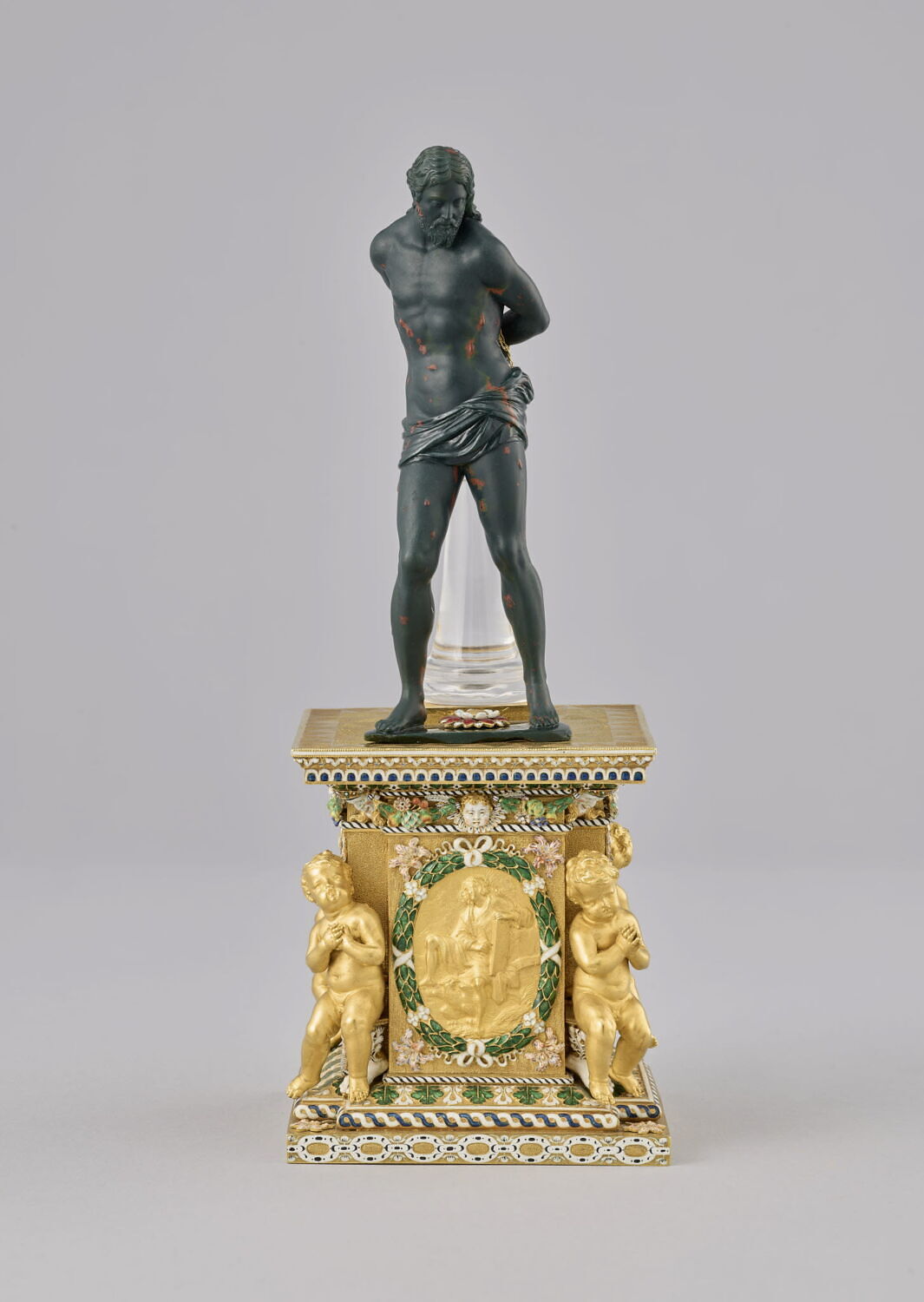 Statuette : Christ à la colonne, époque moderne = Ancien Régime (Occident)

Date de création/fabrication : vers 1600 (pour le travail de la pierre) et vers 1640 (pour le socle)
