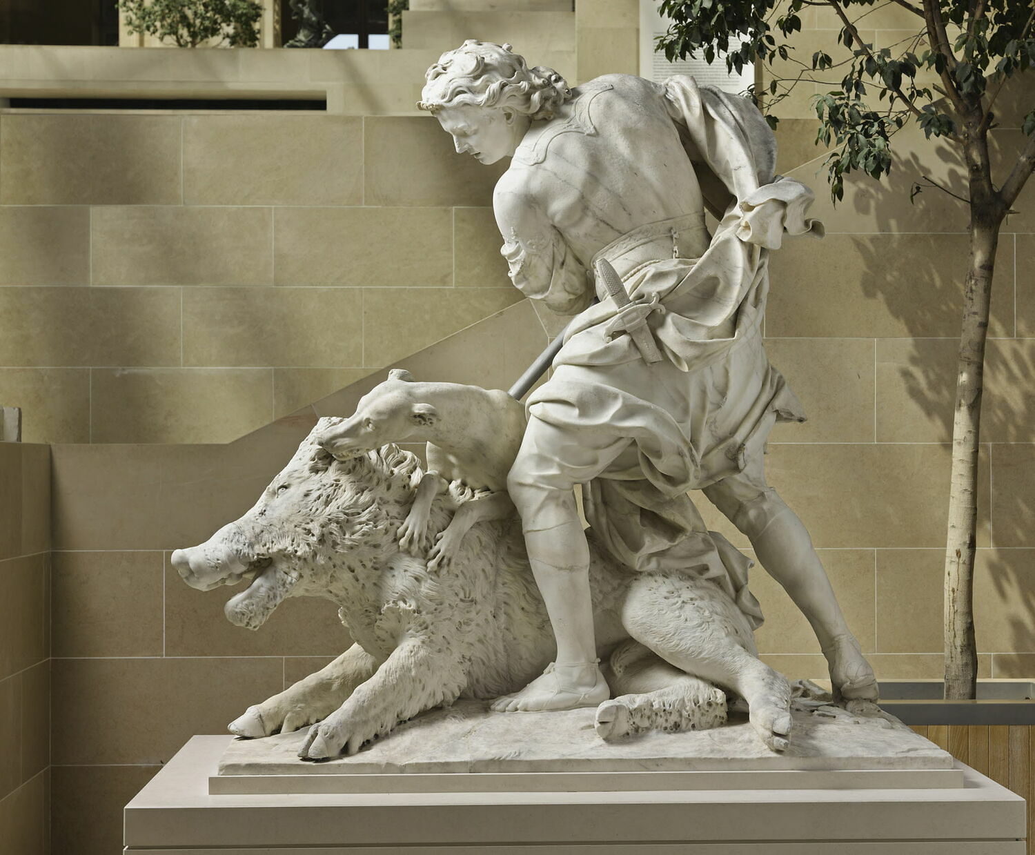 Chasseur terrassant un sanglier, Coustou, Nicolas, 1703 - 1706