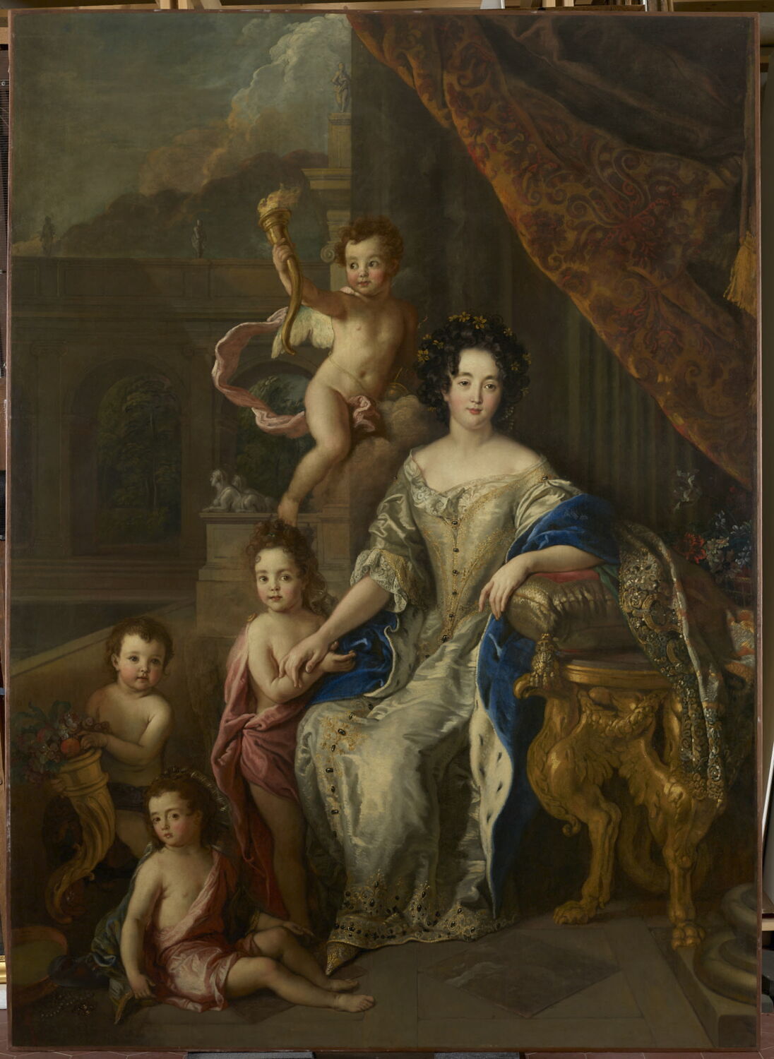 Portrait d'Anne de Bavière, princesse palatine, princesse de Condé, avec ses enfants Marie-Thérèse, Louis, Anne et Henri, France, 2e moitié du XVIIe siècle (1650 - 1700)