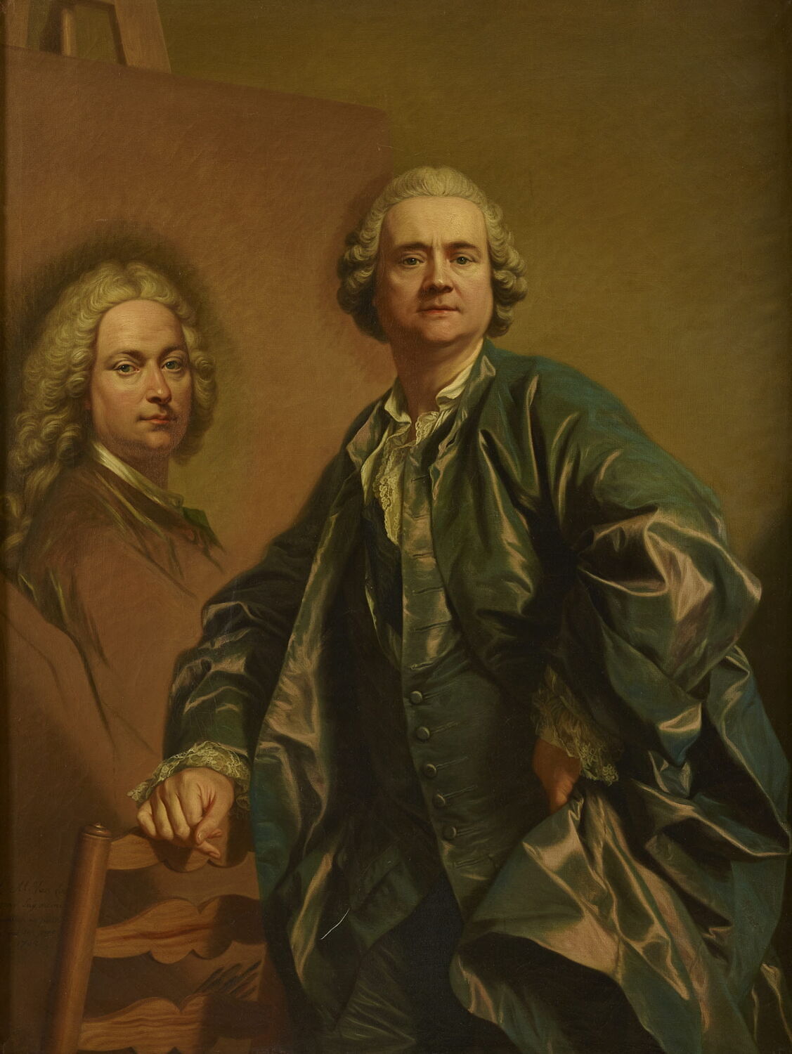 Louis Michel Van Loo peignant le portrait de son père Jean Baptiste, France, XVIIIe siècle (1700 - 1800)