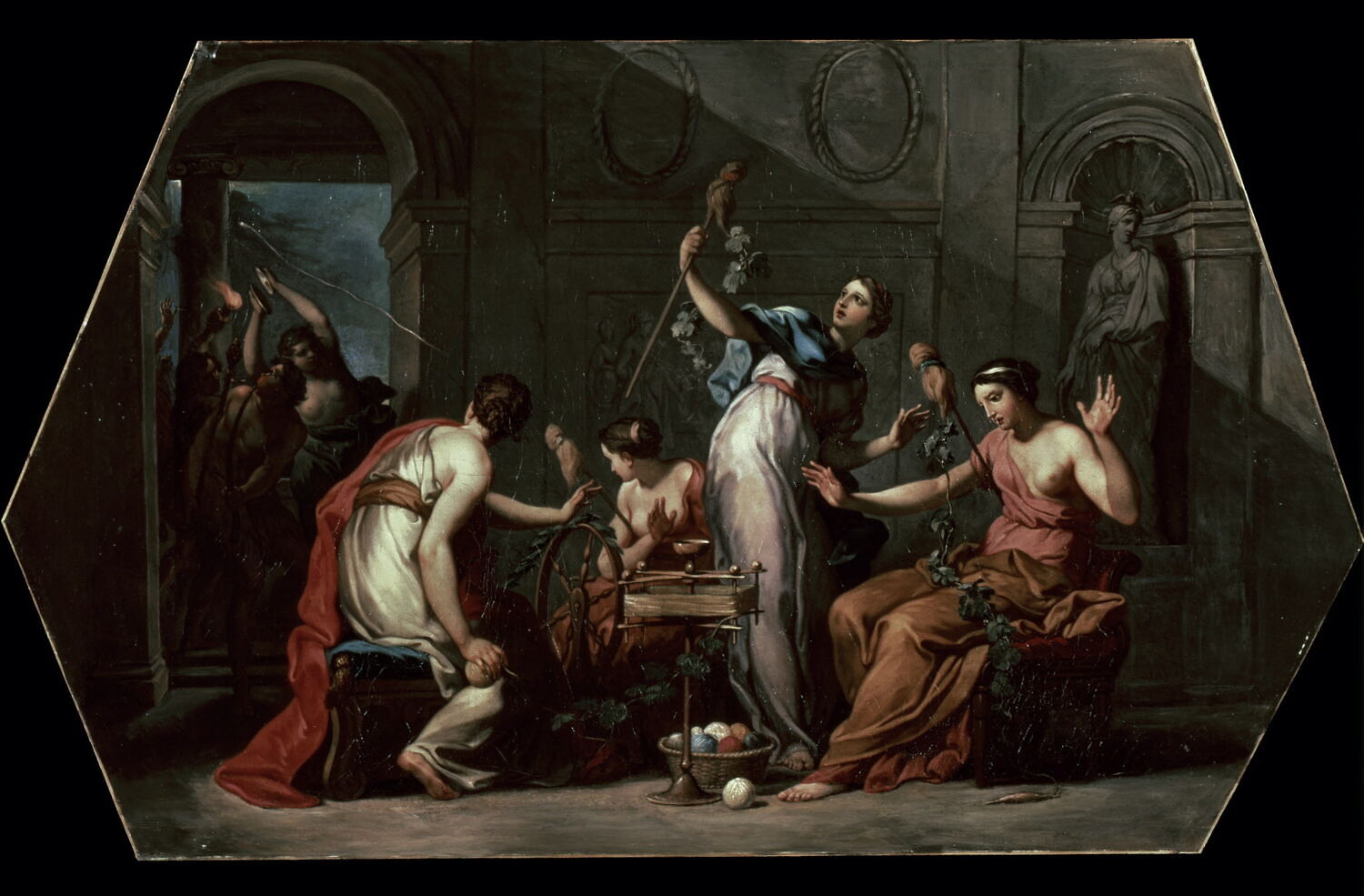 Bacchus change en feuillages de vigne les ouvrages des Ménéides, Collin de Vermont, Hyacinthe, Milieu du XVIIIe siècle (1750)