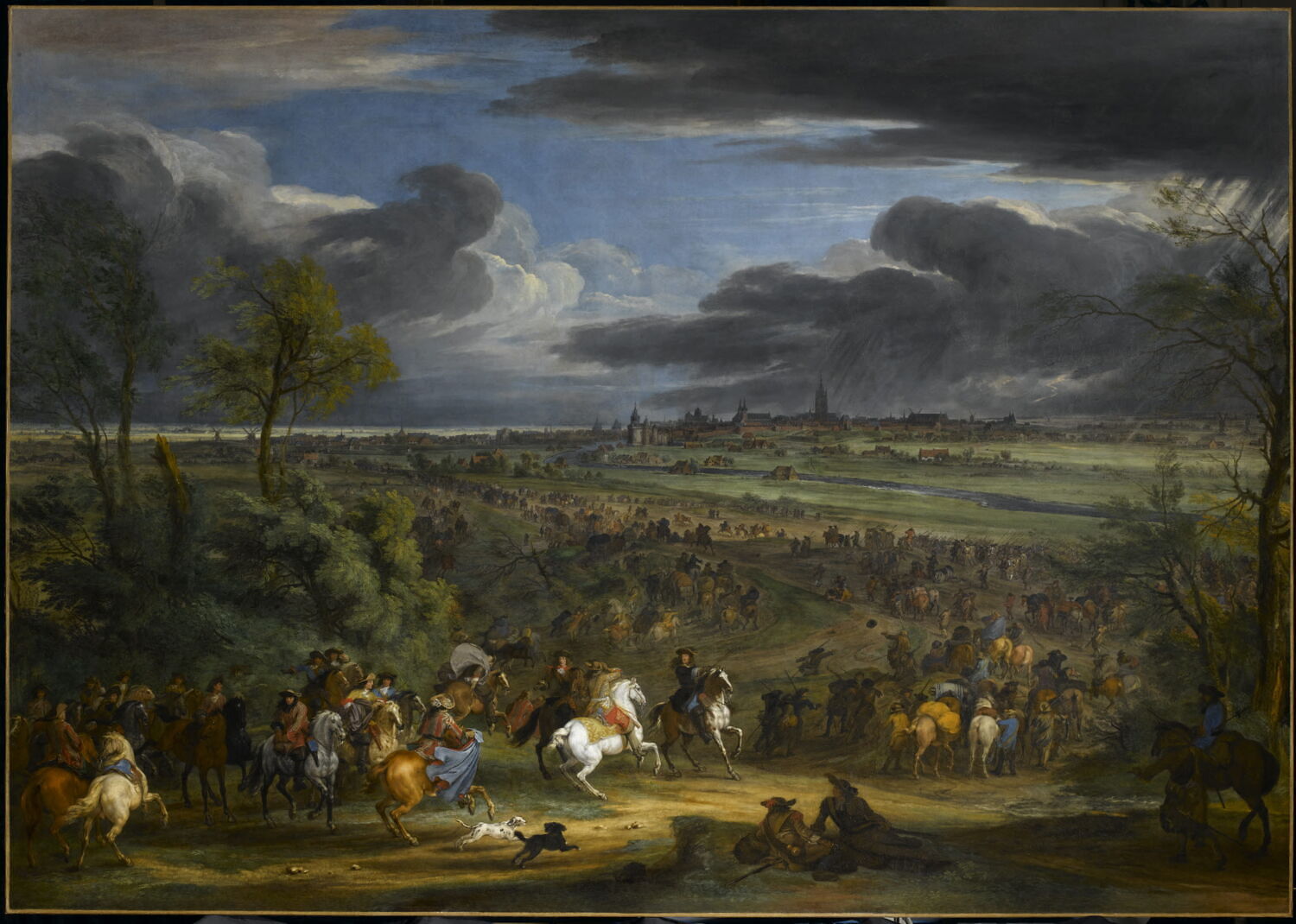 Vue de la marche de l'armée du roi sur Courtray, 18 juillet 1667, Van der Meulen, Adam Frans, 2e moitié du XVIIe siècle (vers 1667)