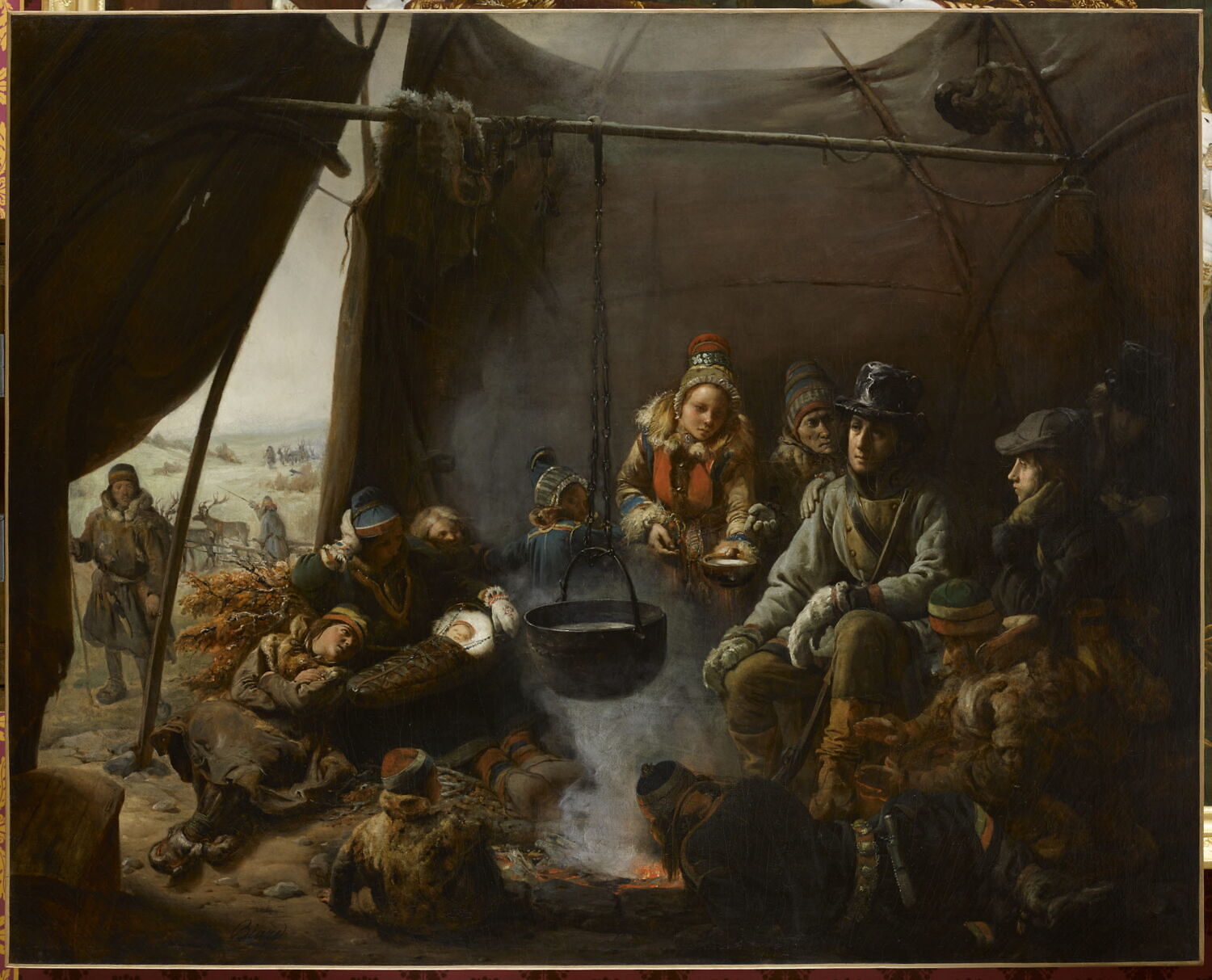 Le Duc d'Orléans reçu dans un campement de Lapons, en août 1795, Biard, François, 2e quart du XIXe siècle (1841)