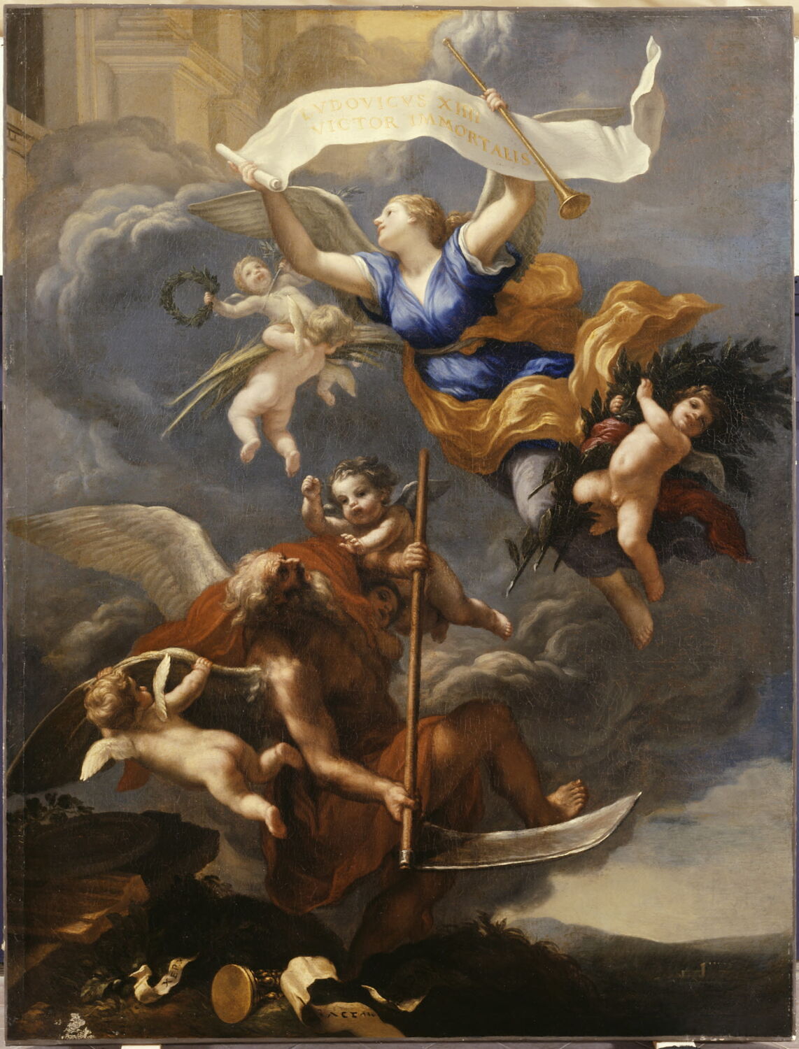 La gloire de Louis XIV triomphe du temps, Franceschini, Baldassare da Voltera, 3e quart du XVIIe siècle (vers 1664)