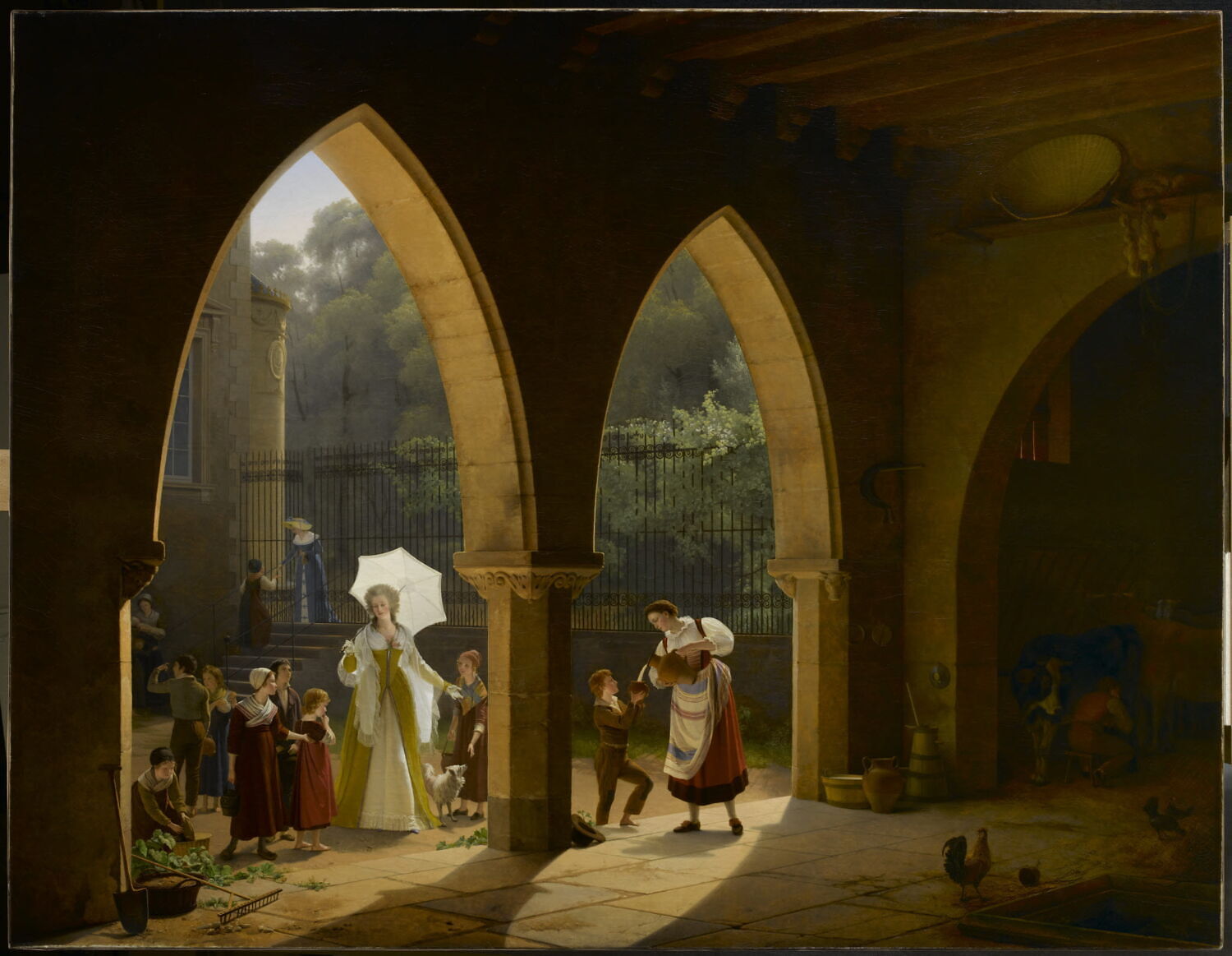 Madame Elisabeth assistant à la distribution du lait dans sa maison à Montreuil, Richard, Fleury François, Début du XIXe siècle (après 1816)