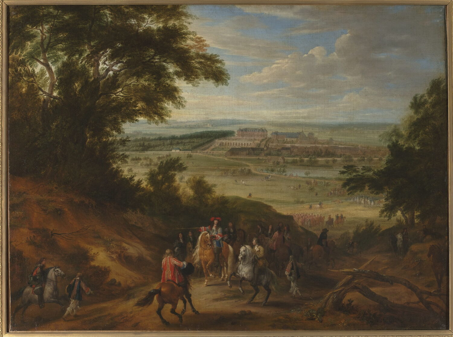 Vue du château de Versailles prise des hauteurs de Satory en 1664, Van der Meulen, Adam Frans, 3e quart du XVIIe siècle (1664)