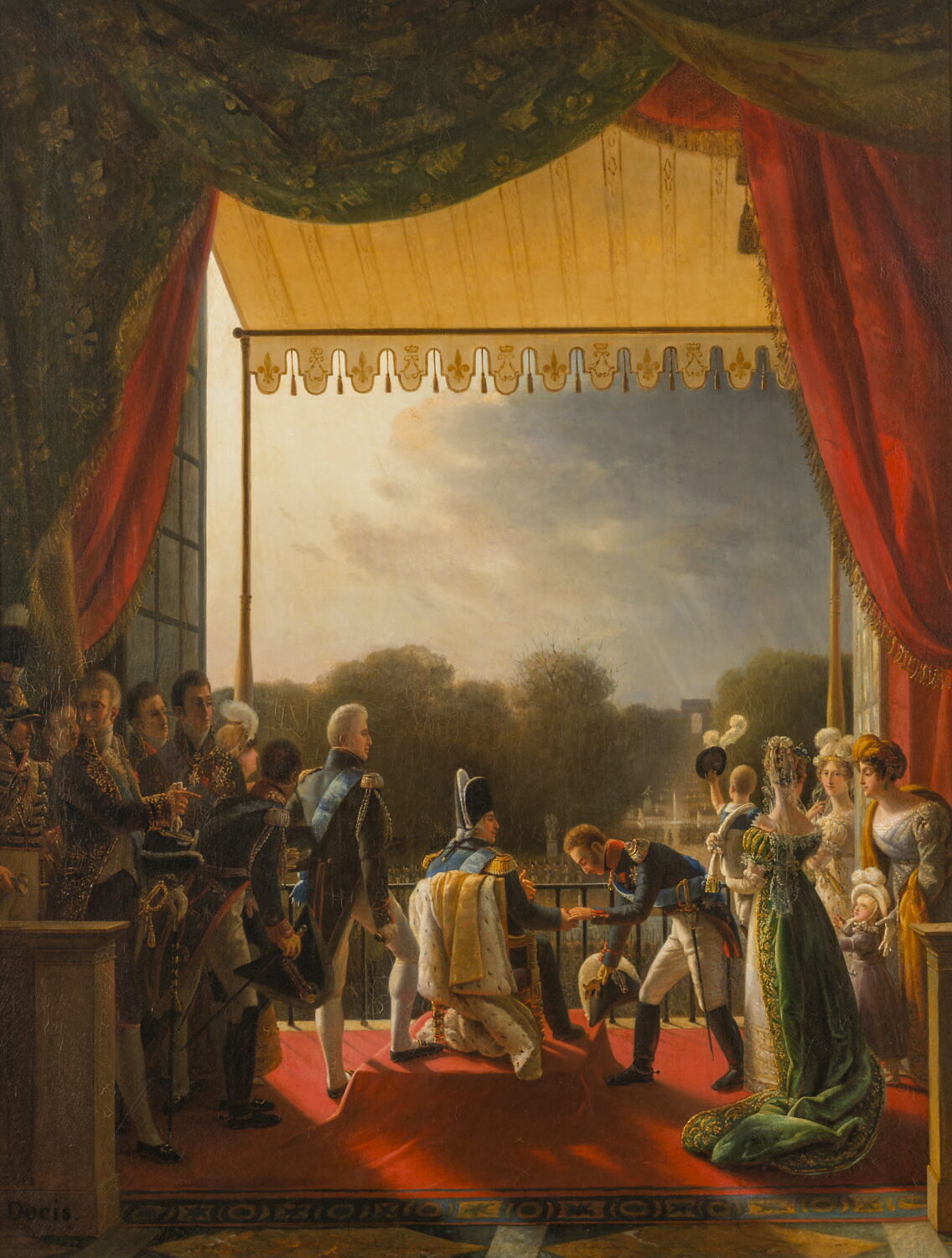 Louis XVIII assiste au retour de l'armée d'Espagne des Tuileries, 2 décembre 1823, Ducis, Louis, 1e tiers du XIXe siècle (1823 - 1824)