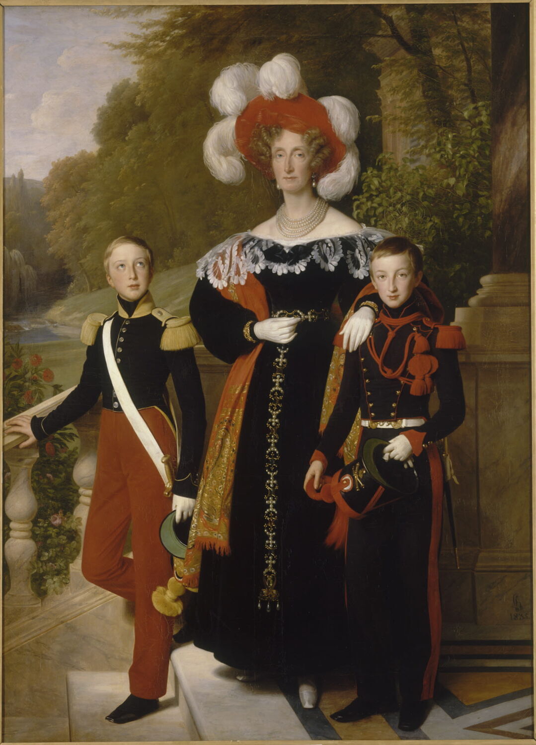 La Reine Marie Amélie, le duc d'Aumale et le duc de Montpensier, Hersent, Louis, 2e quart du XIXe siècle (1835)