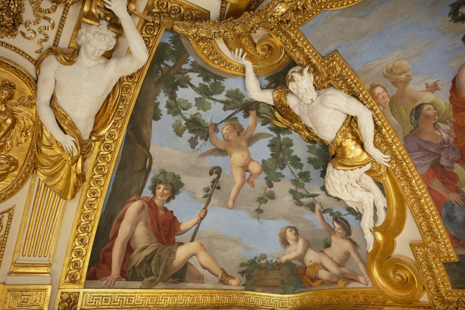 Plafond : Salle des Saisons -L'Automne, au dessus de la corniche, angle nord-ouest, Romanelli, Giovanni Francesco, 2e quart du XVIIe siècle (1625 - 1650)