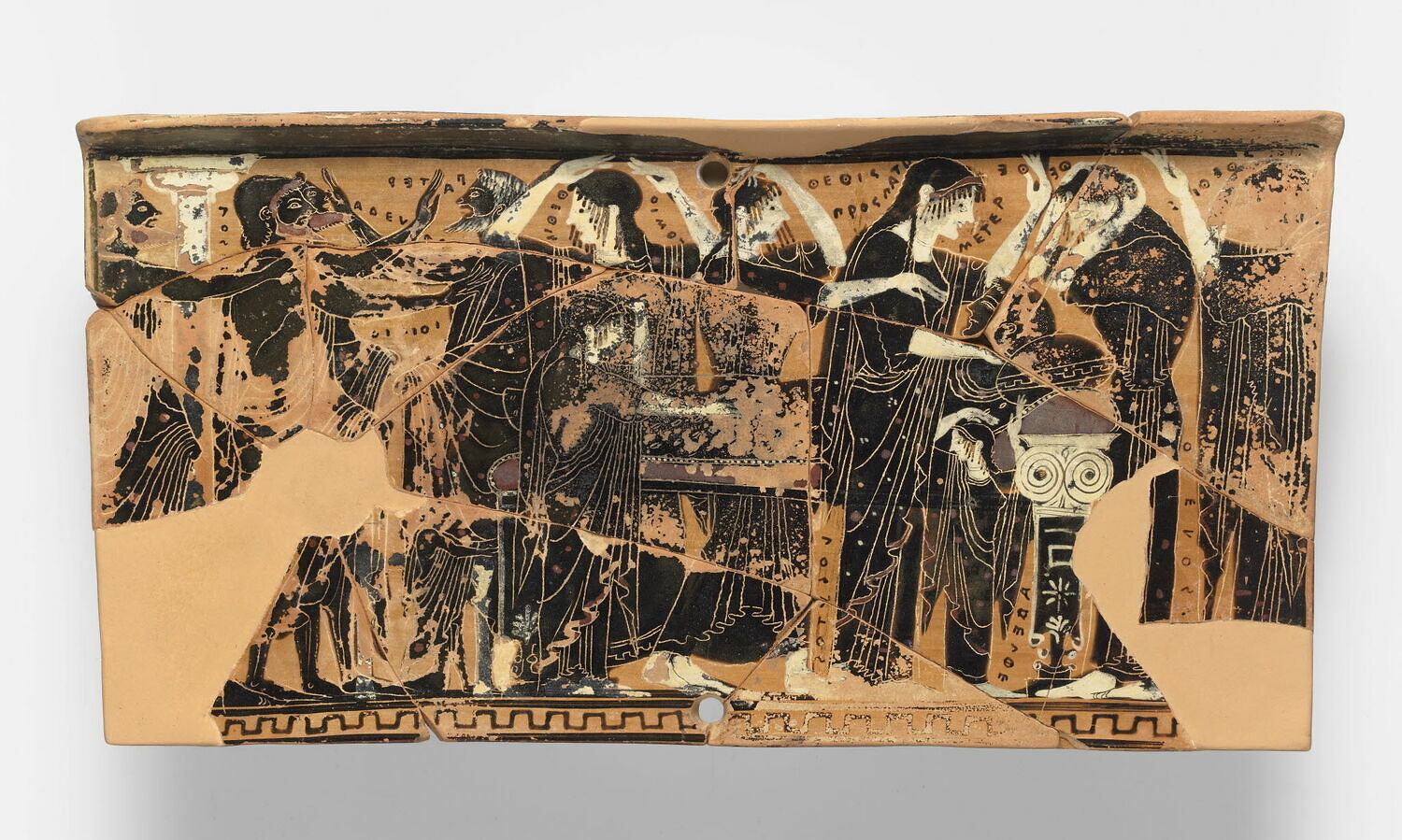 pinax, peintre de Sappho, archaïque ; figures noires

Date de création/fabrication : 4e quart VIe s. av. J.-C. ; 1e quart Ve s. av. J.-C. (fin ; debut) (vers -500)