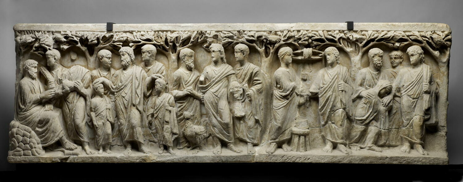 sarcophage, antiquité tardive ; chrétien

Date de création/fabrication : 3e quart IVe s. ap. J.-C. (vers 350 ap. J.-C. d'après Baratte et Metzger-3e quart IVe s. ap. J.-C. d'après Christern-Briesenick) (350 - 375)