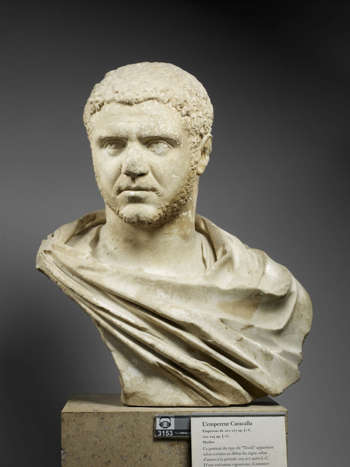 Buste de Caracalla, romain impérial

Date de création/fabrication : 1e quart IIIe s. ap. J.-C. (212 - 215)