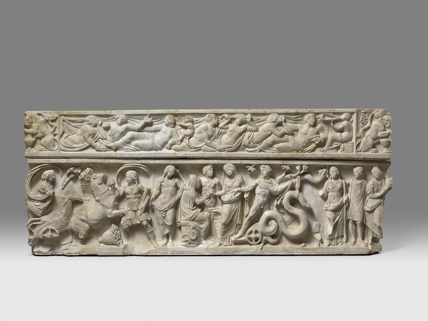 sarcophage : légene de Triptolème, romain impérial

Date de création/fabrication : 3e quart IIe s. ap. J.-C. (vers 160)
