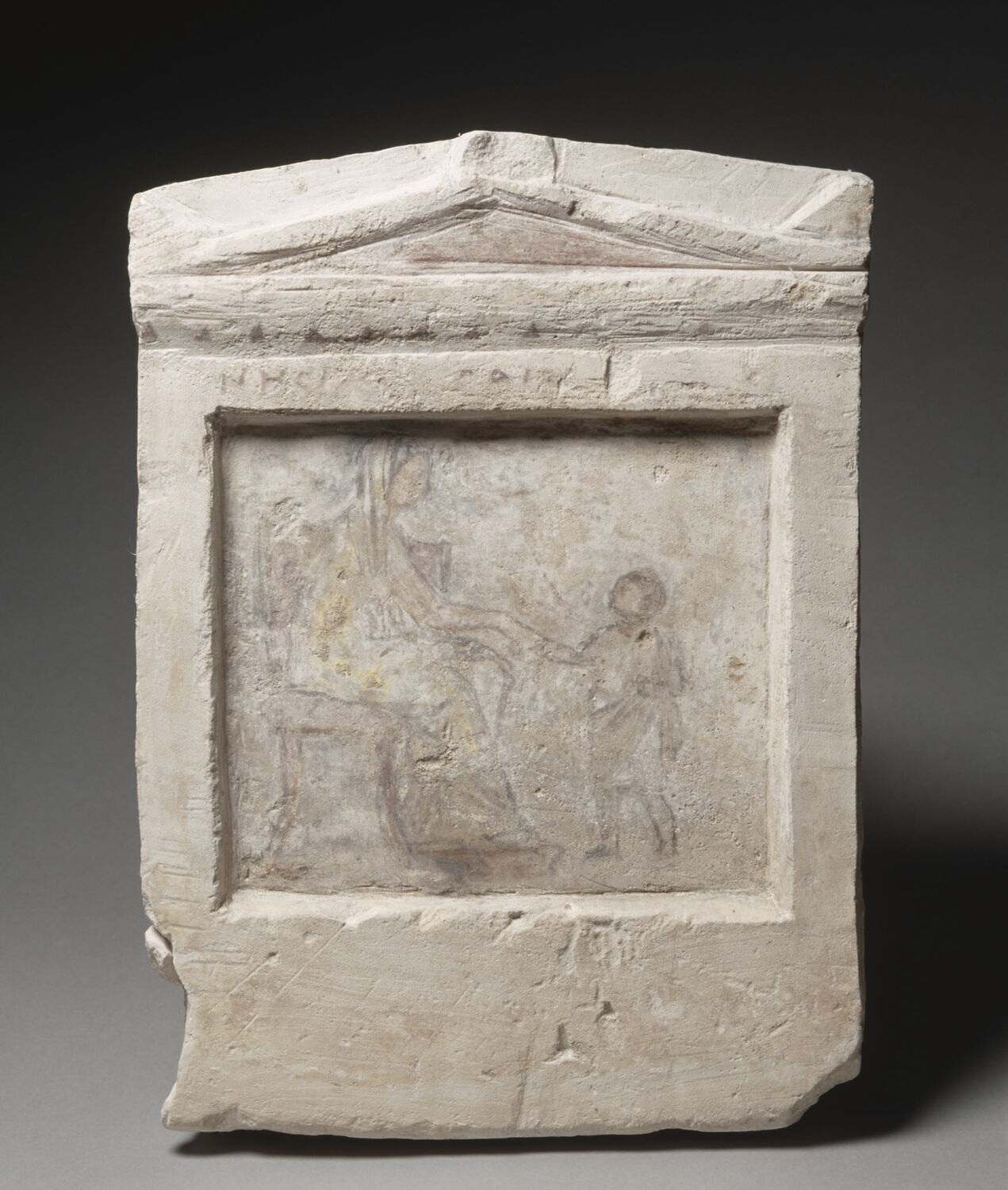 plaque de loculus ; stèle funéraire, hellénistique

Date de création/fabrication : 4e quart IVe s. av. J.-C. ; 1e moitié IIIe s. av. J.-C. (-325 - -250)