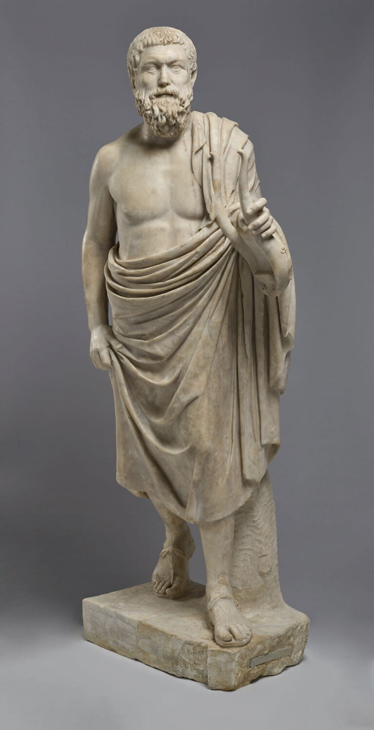statue, romain impérial

Date de création/fabrication : IIe s. ap. J.-C. (d'après Voutiras) (100 - 200)