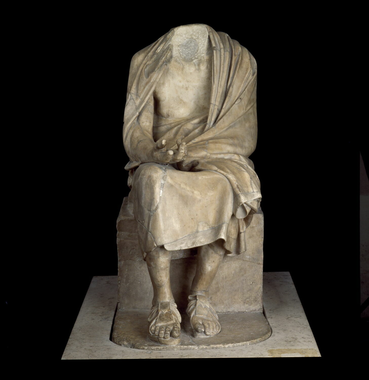 Portrait de Chrysippe ?, romain impérial

Date de création/fabrication : 3e quart Ie s. ap. J.-C. (époque flavienne d'après Von den Hoff) (50 - 75)