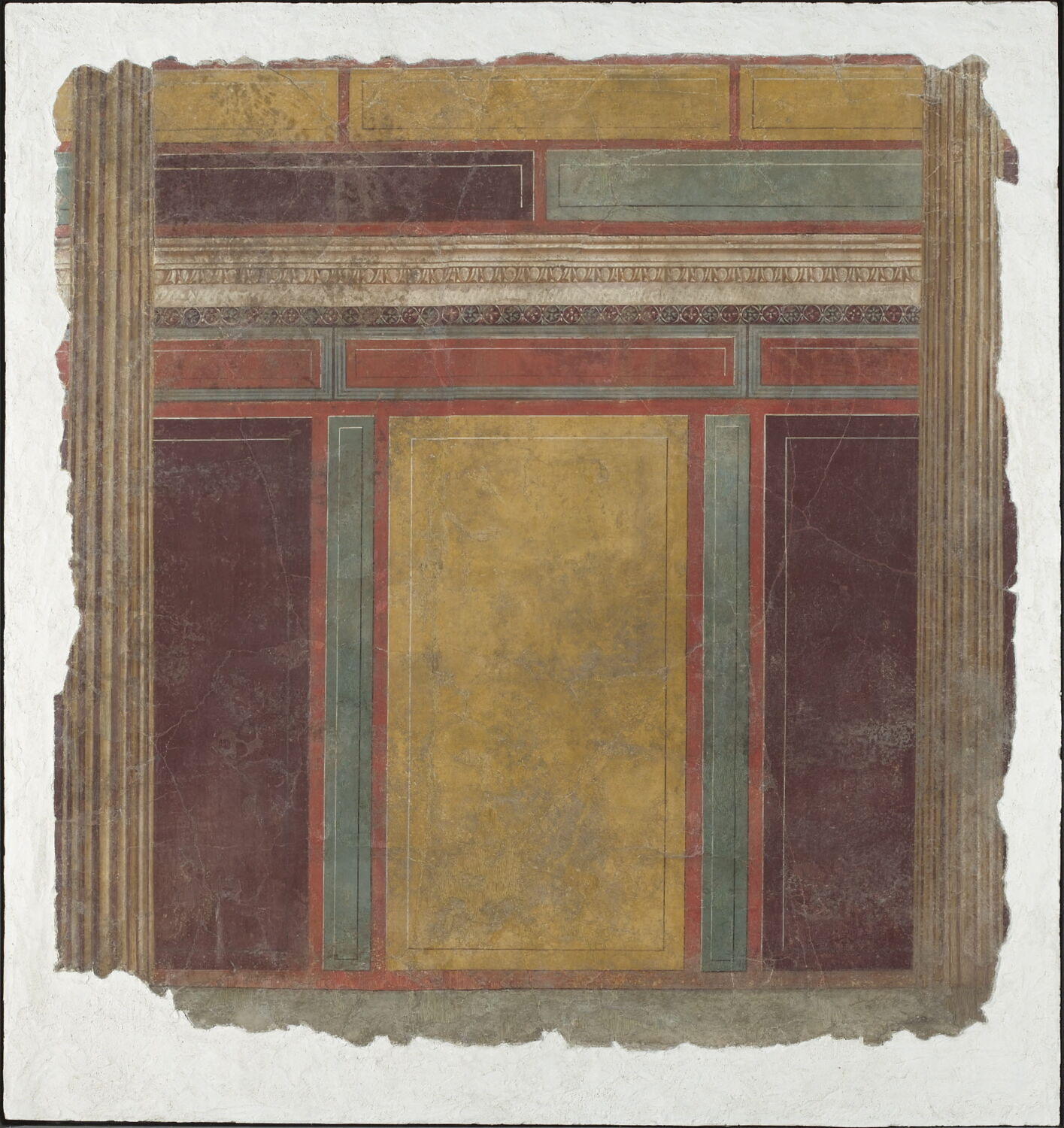 peinture murale, romain républicain ; 2e style

Date de création/fabrication : 3e quart Ie s. av. J.-C. (-50 - -40)