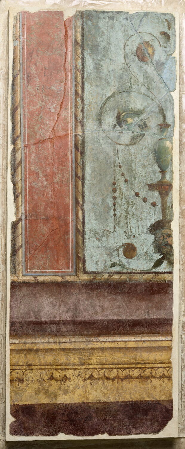 peinture murale, romain impérial ; 2e style

Date de création/fabrication : 4e quart Ie s. av. J.-C. (vers -20)