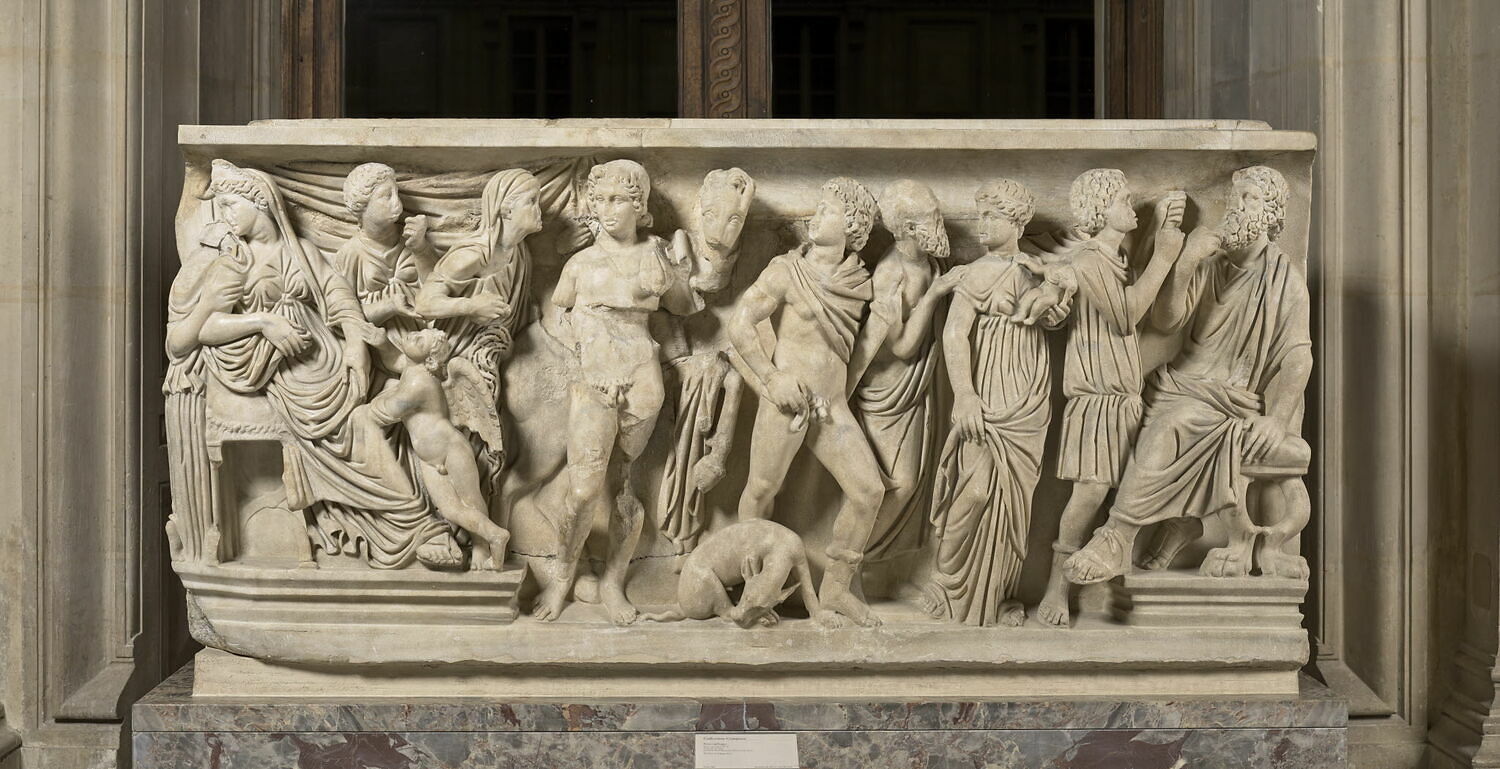 Sarcophage de  Phèdre et d' Hippolyte, romain impérial

Date de création/fabrication : 4e quart IIIe s. ap. J.-C. (vers 290)