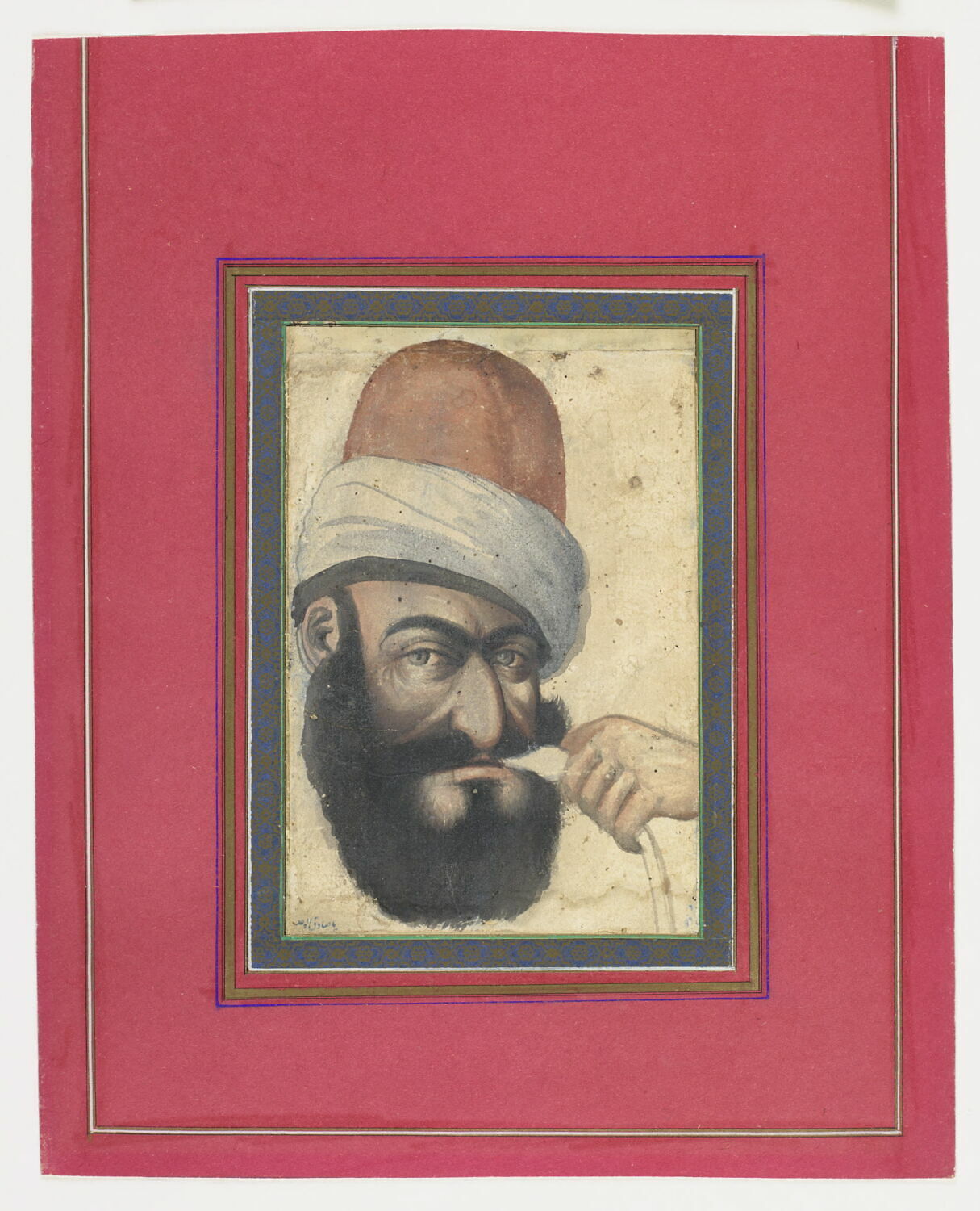 Portrait de Karim Khan Zand (r. 1750-1779) fumant le qalyan (narghilé), Muhammad Sadiq II, 2ème moitié du XVIIIe siècle (vers 1770 - 1779)
