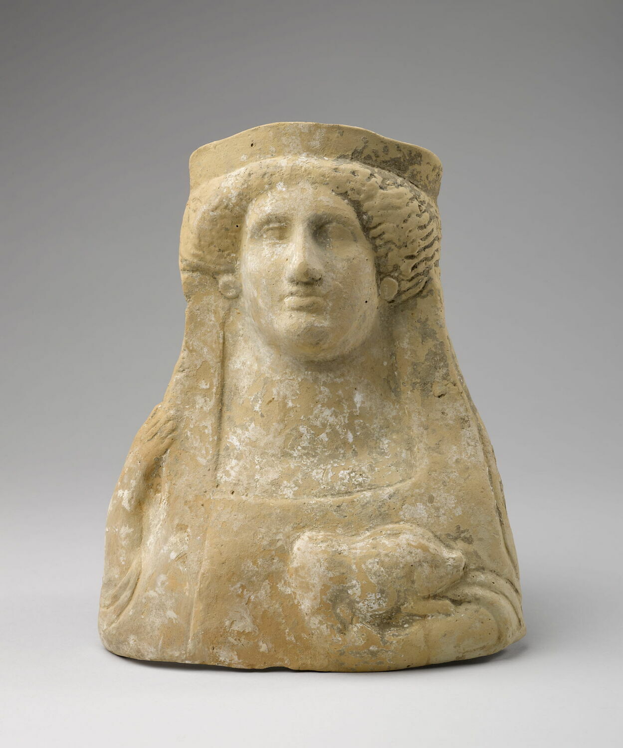 figurine en buste, classique

Date de création/fabrication : 1e moitié IVe s. av. J.-C. (-400 - -350)