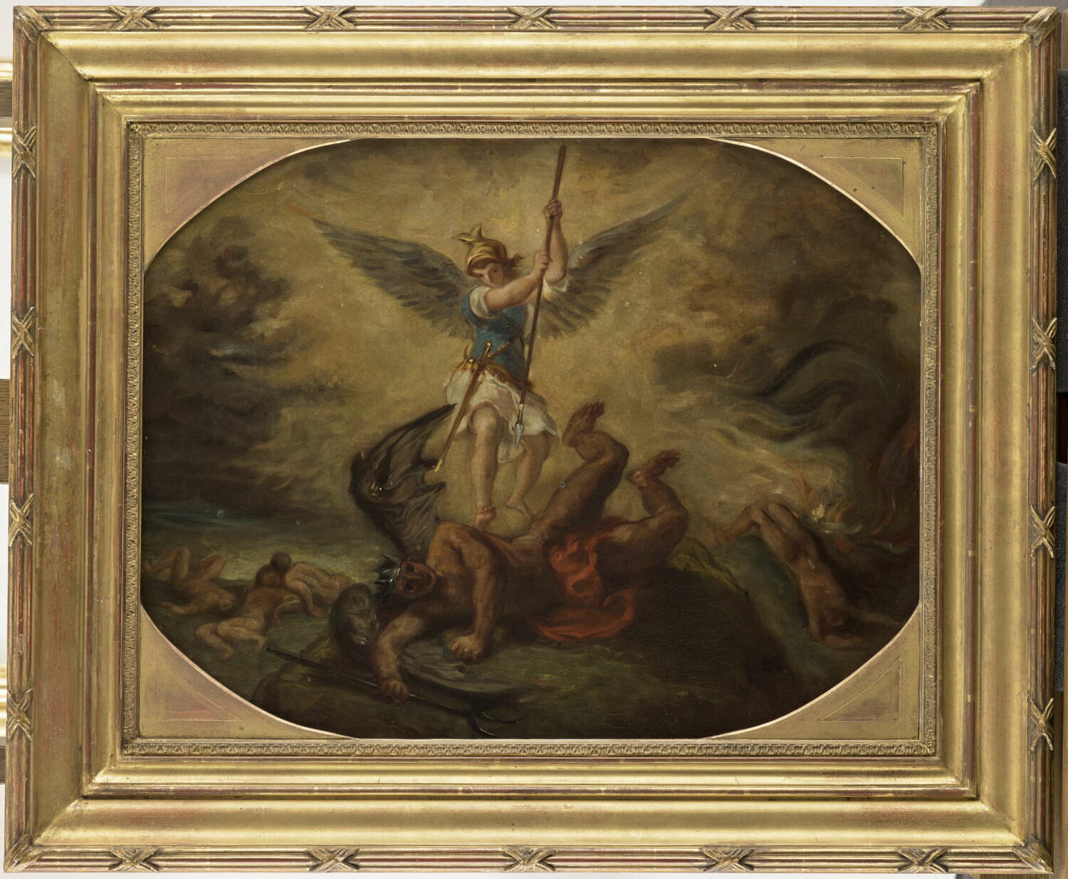 Saint-Michel terrassant le démon, d'après Delacroix, Andrieu, Pierre, 1840 - 1860