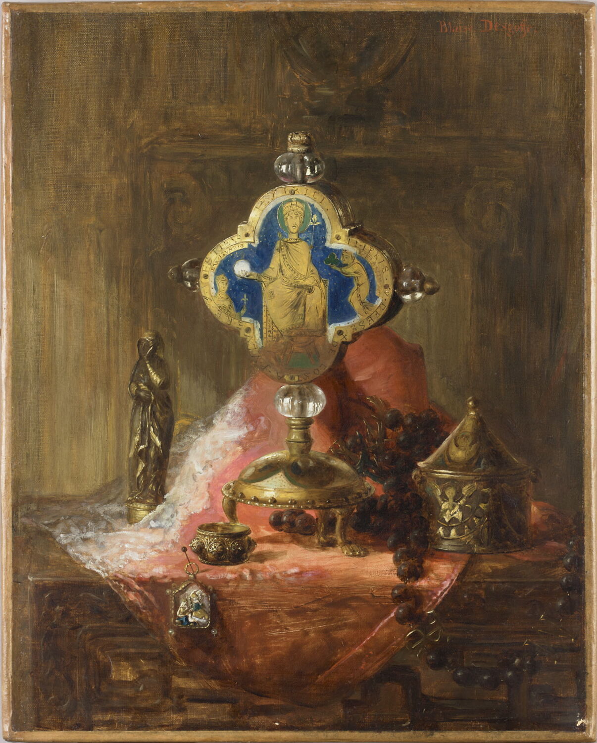 Nature morte au reliquaire de saint Henri et divers objets d'art médiéval, Desgoffe, Blaise Alexandre, XIXe siècle (vers 1890)