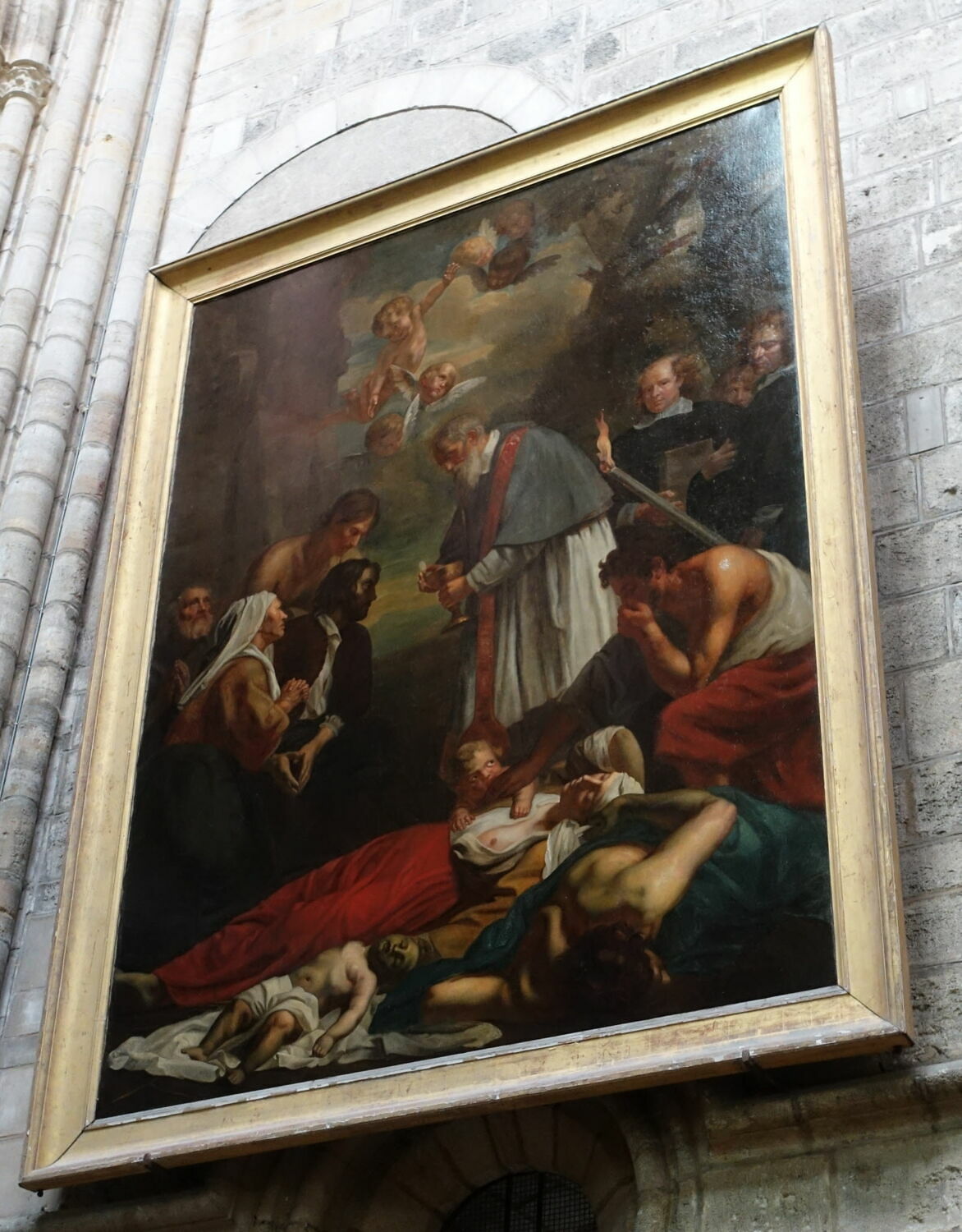 Saint Charles Borromée donnant la communion aux Pestiférés, d'après van Oost, Frosté, Nicolas Sébastien, 1e moitié du XIXe siècle (1800 - 1850)