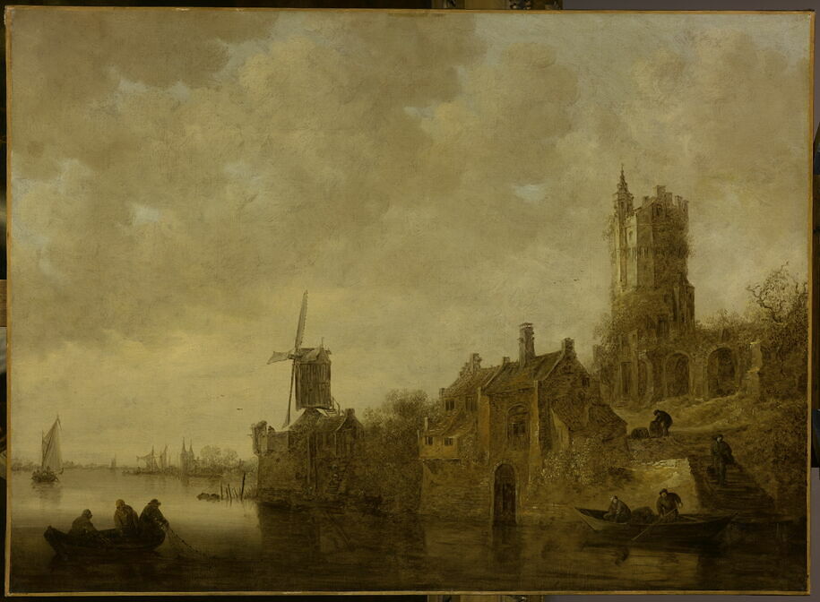 River Landscape with Windmill and Ruined Castle