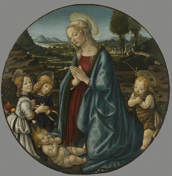 Madonna Adoring the Christ Child with St. John the Baptist and Two Angels