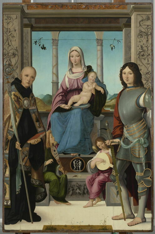Madonna and Child with St. Benedict, St. Quentin and Two Angels