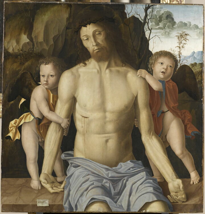 Dead Christ Held by Two Angels