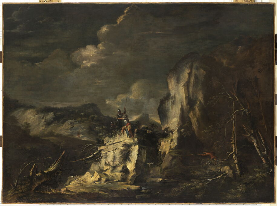 Rocky Landscape with a Hunter