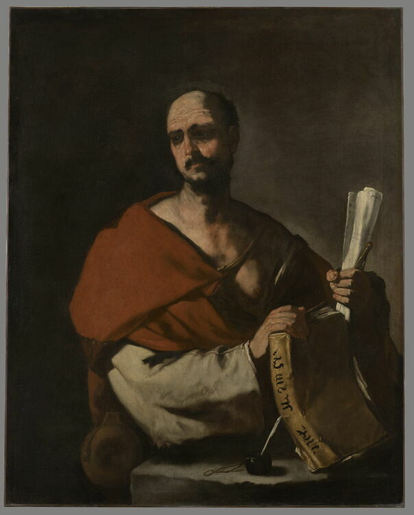 Philosopher Holding a Book and a Roll of Paper