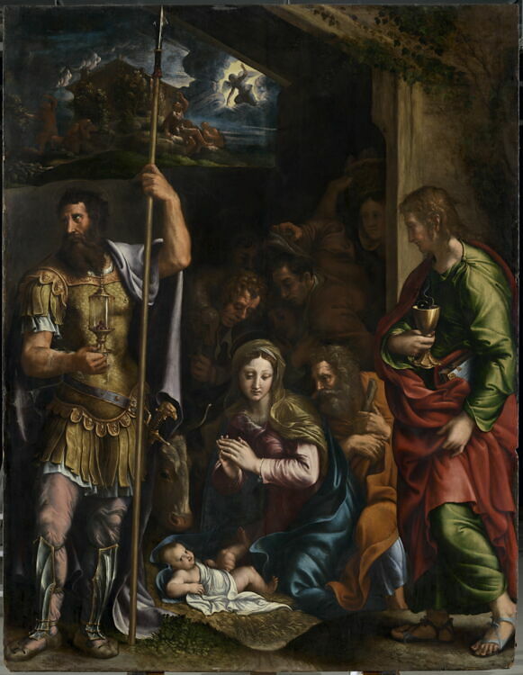 Adoration of the Shepherds with Sts. Longinus and John