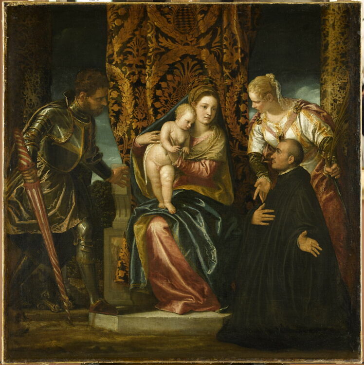 Madonna and Child between St. Justina and St. George, with a Kneeling Benedictine Monk