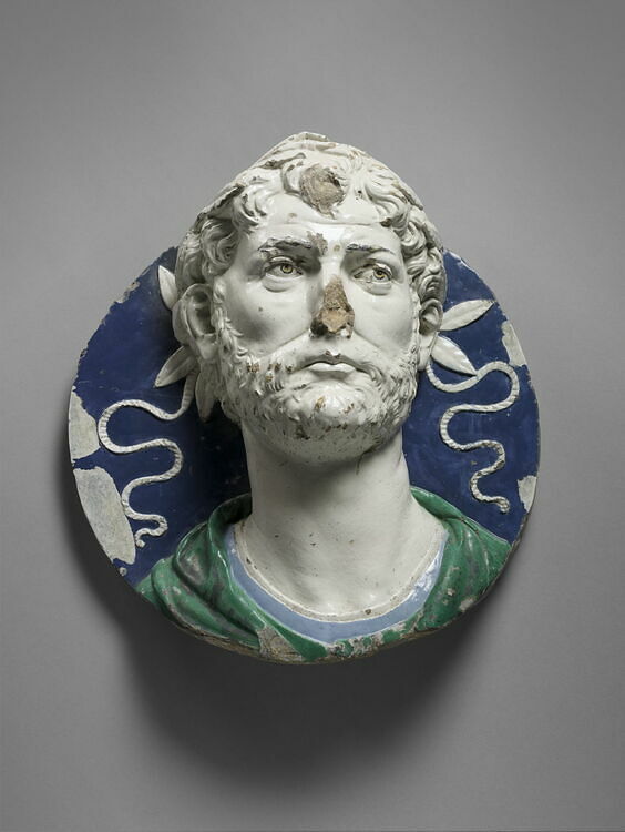 Tête d'homme de face barbu et lauré Louvre Collections