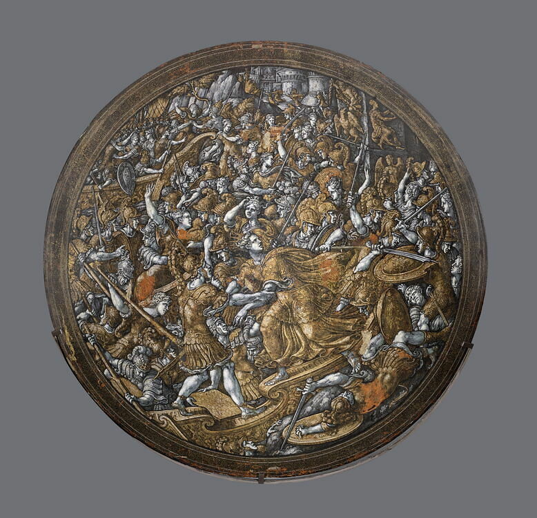 Rondache de parement : Scène d''enlèvement - Louvre site des collections