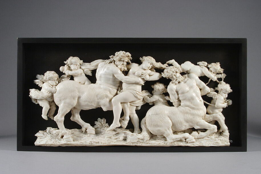 Cupids defending a nymph against two centaurs